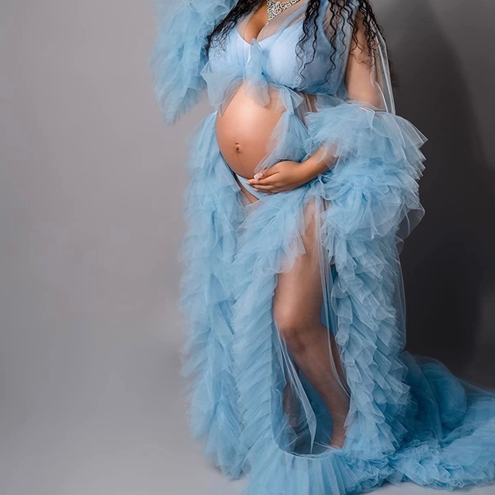 Dressing Gown Sheer Long Robe Puffy Tulle Robe